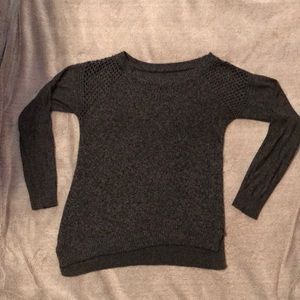 Knit sweater gray/black with eyelet shoulders
